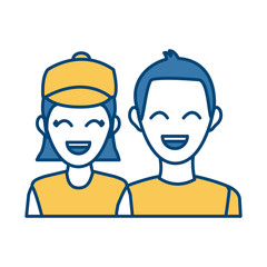 delivery man and woman portrait people worker vector illustration