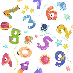 Numbers like monster seamless pattern