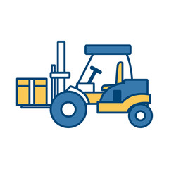 forklift loaded with cardboard boxes logistics and delivery vector illustration