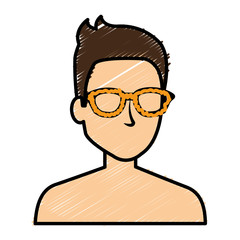 young man shirtless avatar character vector illustration design