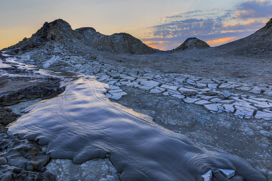 Mud volcanoes in Gobustan.Azerbaijan