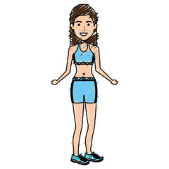 Woman in sports suit character vector illustration design