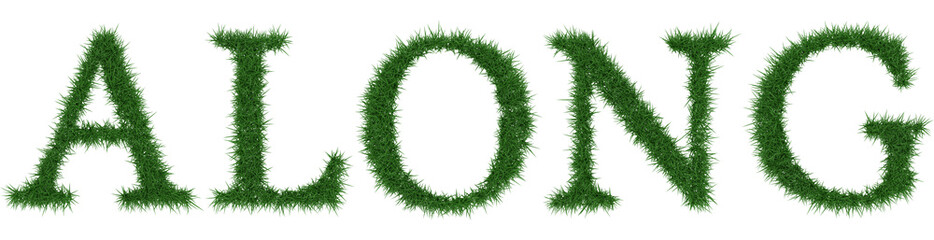 Along - 3D rendering fresh Grass letters isolated on whhite background.