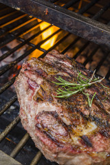 Steak fried on the grill