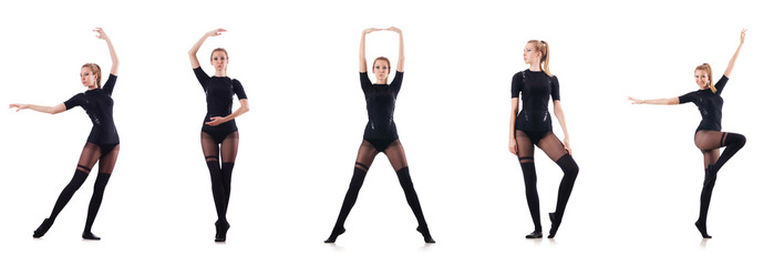 Woman dancing isolated on the white