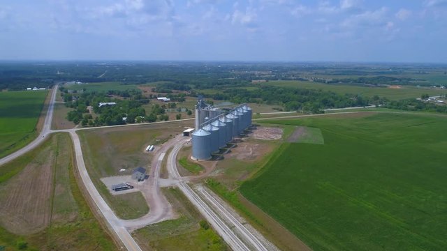 Aerial video soli storage on farmland 4k 60p