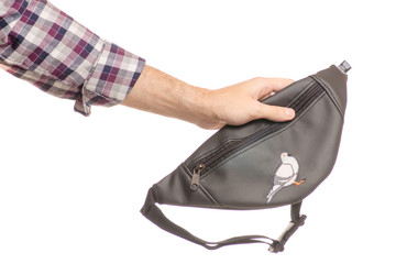 Waist bag of banana mans hands