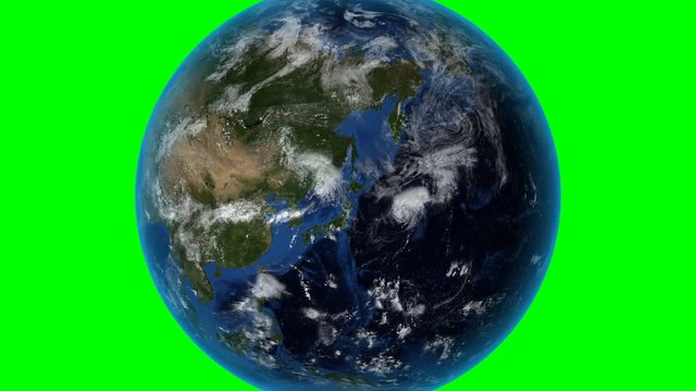 Mongolia. 3D Earth in space - zoom in on Mongolia outlined. Green screen background