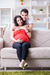 Fototapeta na wymiar Young couple family expecting a baby