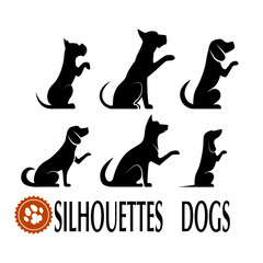 Silhouettes of dogs set.