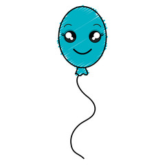 balloons air party kawaii character vector illustration design