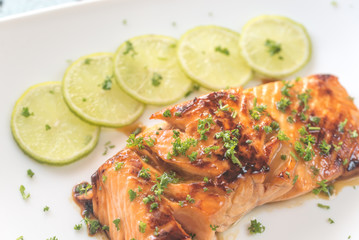 Honey lime salmon on the plate
