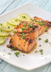 Honey lime salmon on the plate