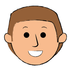 young man head avatar character vector illustration design