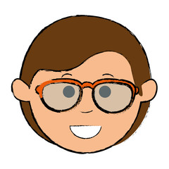 young man head avatar character vector illustration design