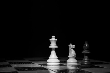 Scacchi fotografati su una scacchiera
