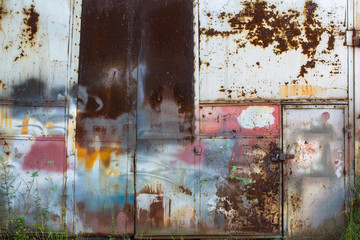 Texture metal walls with rust and paint.