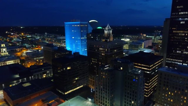 Night at Downtown Des Moines Iowa