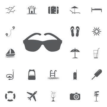 Cool Black Cartoon Sunglasses Eye Frames vector icon Summer set