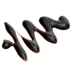 Balsamic vinegar cream isolated on white background. Italian salad dressing, sauce.