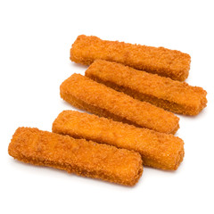 Crispy Fish fingers isolated on white background