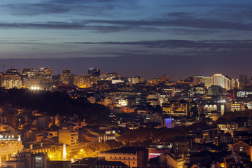 Fototapeta na wymiar Panorama of Lisbon at night