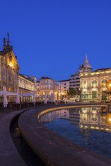 Naklejka premium Arcada on Plaza de la Republica in Braga at dawn