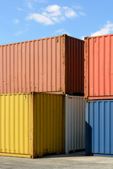 Fototapeta premium Cargo containers stacked in a terminal.