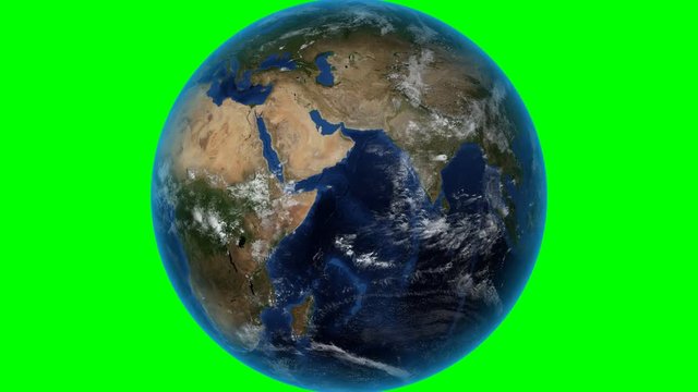 Nigeria. 3D Earth in space - zoom in on Nigeria outlined. Green screen background