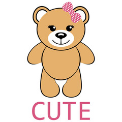 Toy bear girl with text CUTE