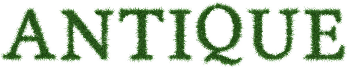 Antique - 3D rendering fresh Grass letters isolated on whhite background.