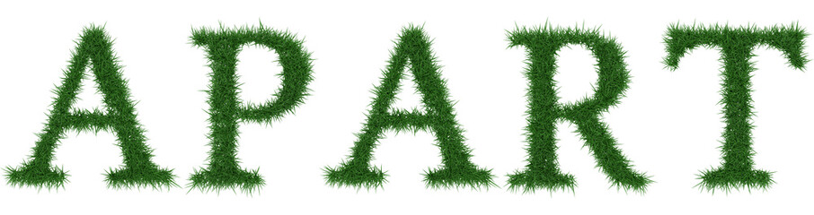 Apart - 3D rendering fresh Grass letters isolated on whhite background.