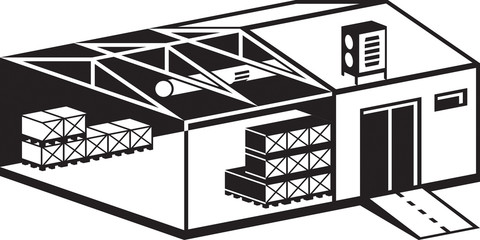 Industrial warehouse building - vector illustration