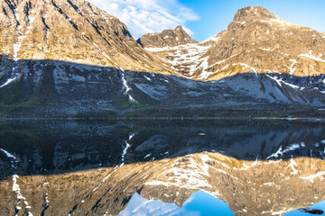 Glass fjord water reflection