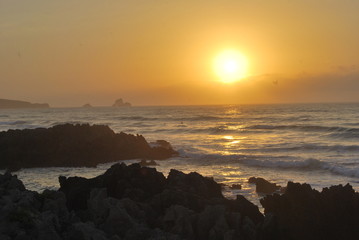 Sunset beach of liencres Cantabria.