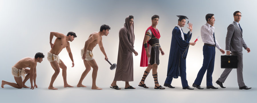 Progression of man mankind from ancient to modern