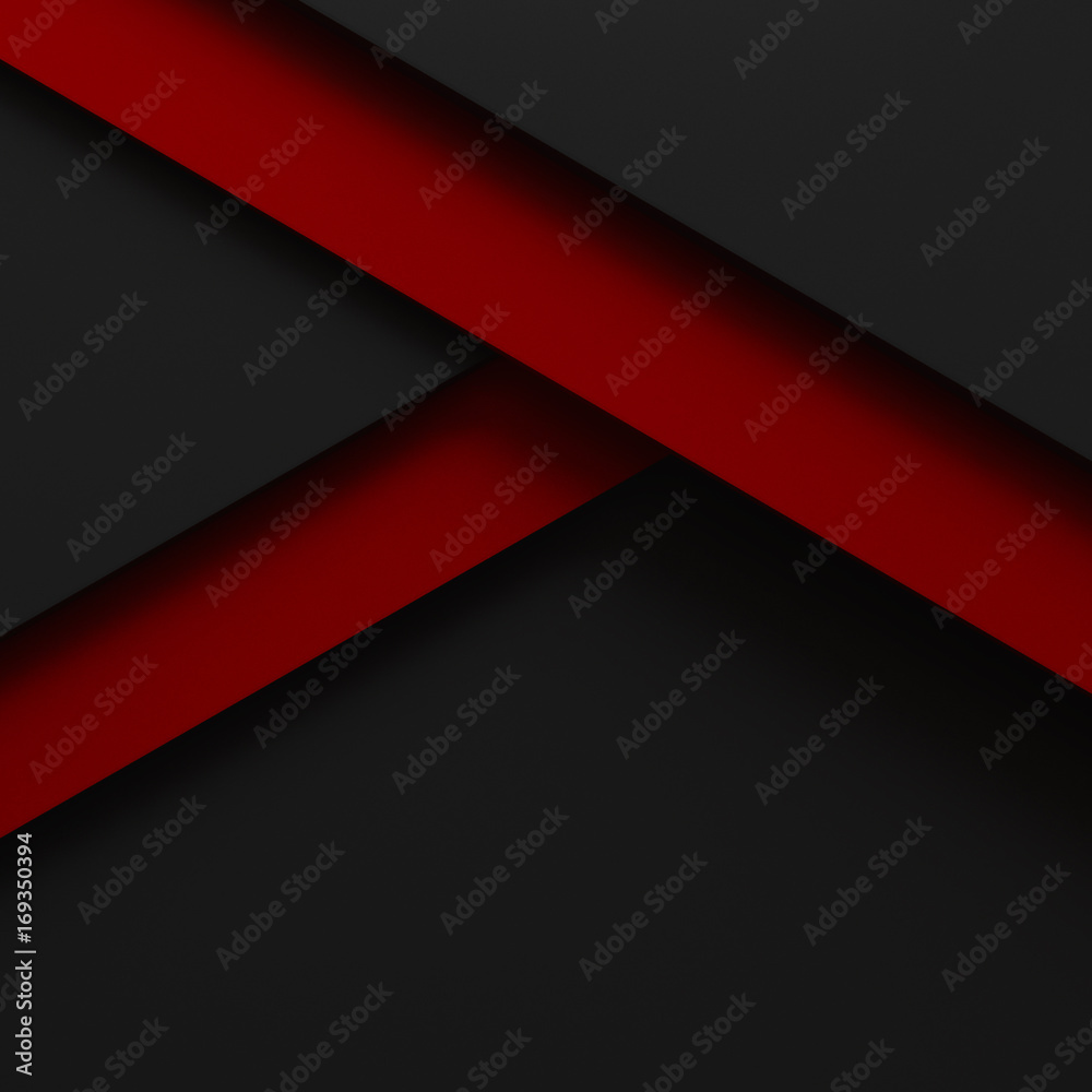 Wall mural black abstract background red pattern stripe paper material 3d render. business technology commercia