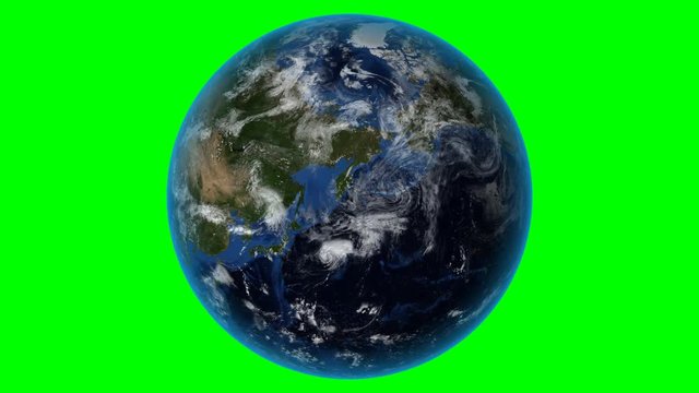 Russia. 3D Earth in space - zoom in on Russia outlined. Green screen background
