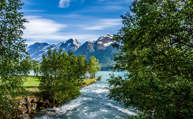 Fototapeta na wymiar Stream into fjord