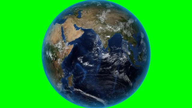 Rwanda. 3D Earth in space - zoom in on Rwanda outlined. Green screen background