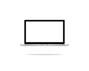 notebook with blank white screen. isolated on white background. Vector illustration.