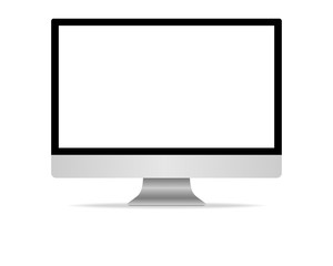 Modern flat screen computer monitor with blank white screen. isolated on white background. Vector illustration.