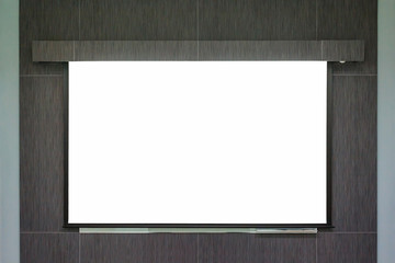 background of blank whiteboard or projection screen in the office meeting room