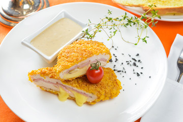 Chicken burger with cheese and Bacon