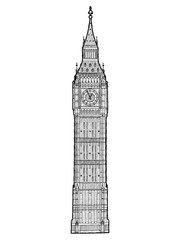 Big Ben Vector Illustration Hand Drawn Landmark Cartoon Art