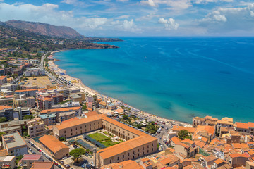 Fototapeta na wymiar Aerial view of Cefalu in Sicily, Italy
