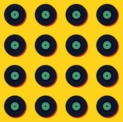 Vinyl music retro vintage seamless pattern background