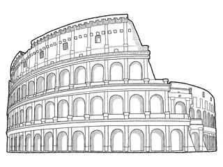 Colosseum Vector Illustration Hand Drawn Landmark Cartoon Art