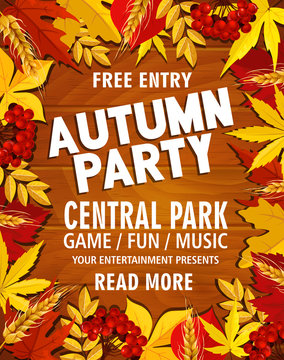 Autumn vector poster for park picnic music party