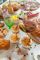 Table with confectionery sweets